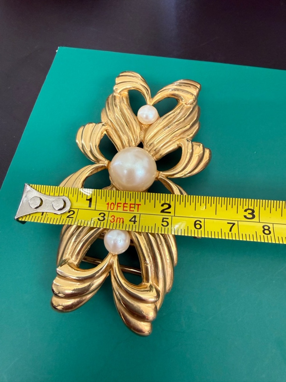 Vintage Mimi Di N Belt Buckle Gold Tone with Pearls Rare Signed 1987 - Picture 10 of 11